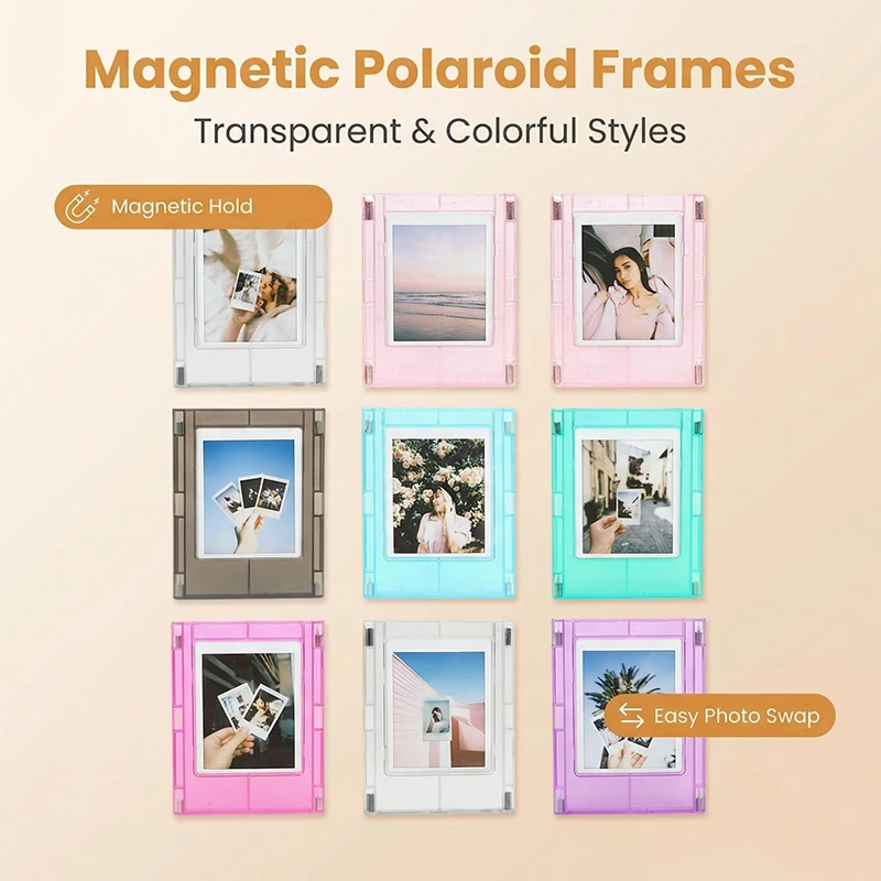 

8 шт. 3-дюймовых прозрачных цветных магнитных фоторамок, памятные фоторамки для детских фотографий, креативные магнитные фоторамки для самостоятельного изготовления, подходят для мгновенных фотографий Polaroid Mini 12/11/Evo/40/7+/25/90/99/Se/Link2/3, под