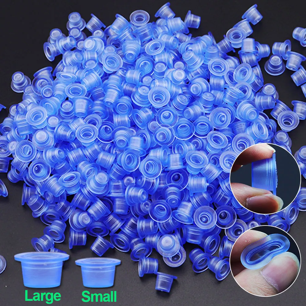 

1000/500/100PCS Soft Silicone Tattoo Ink Cups Blue Pigment Container Holder Caps Permanent Makeup Tattoo Accessories S/L Size