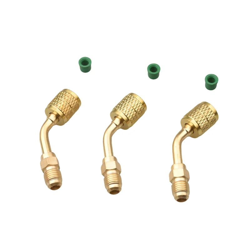 AT21-Brass HVAC Charging Adapter A2L R-32 R-454B Adapter For Air Conditioners HVAC For Refrigerant LH Tanks And RH Service Hose