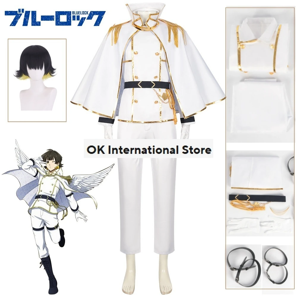 Anime Blue Lock Cosplay  Bachira Meguru Cosplay Blue Lock Angels And Demons White Uniform Nagi Seishiro Men Hallowen Party Suit