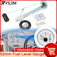 Fuel Level Gauge with Alarm Light Universal 2inch 52MM Gauge Red Led With Fuel Sensor 240~33 Ohm Oil Level Meter customized