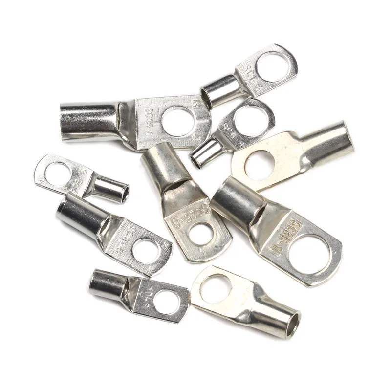 10/50/100Pcs SC6-6 SC6-8 SC10-6 SC10-8 SC16-6 SC16-8 Wire Ring Connectors Copper Tube Lug Bolt Hole Tinned Copper Cable lugs