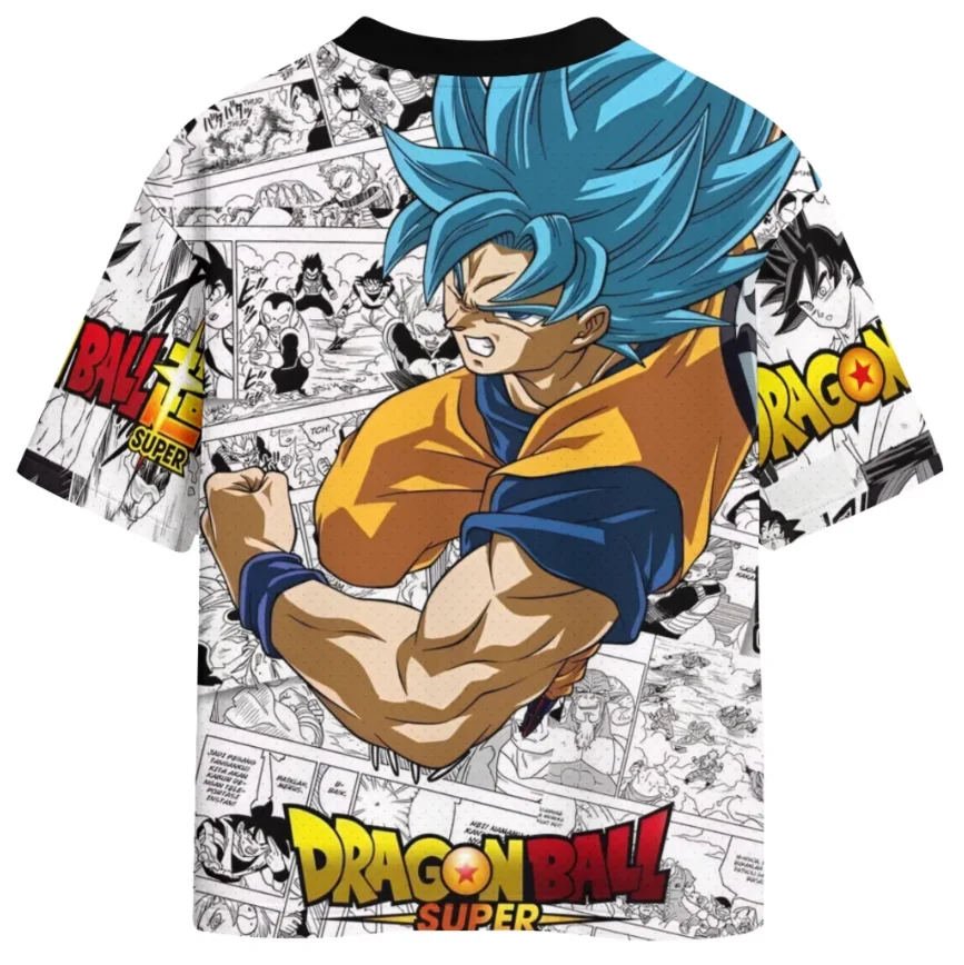 Dragon Ball Free Ultimate Goku Impact Printed Mesh Manga Panel Sun Wukong Super Kill Blue Super Saiyan Casual T-shirt
