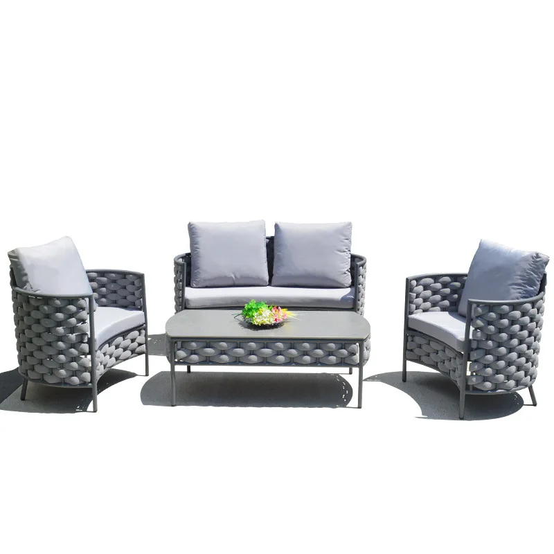 Canapé en rotin pour cour extérieure, balcon extérieur nordique, protection contre la pluie et le soleil, chaise de loisirs en plein air, design