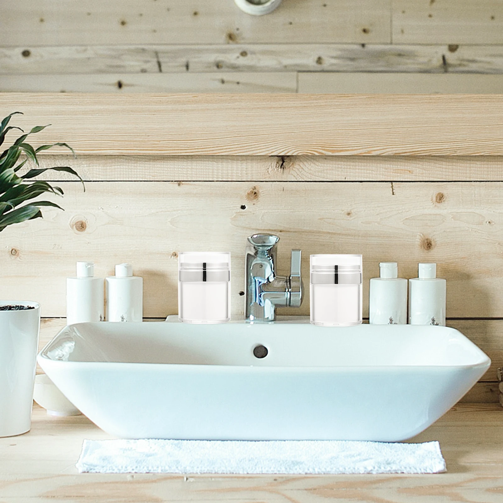 

2pcs Airless Lotion Bottles Eye Cream Container Portable Pump Design For Cosmetics Cream Oil Sub Bottle Travel Lotion Container