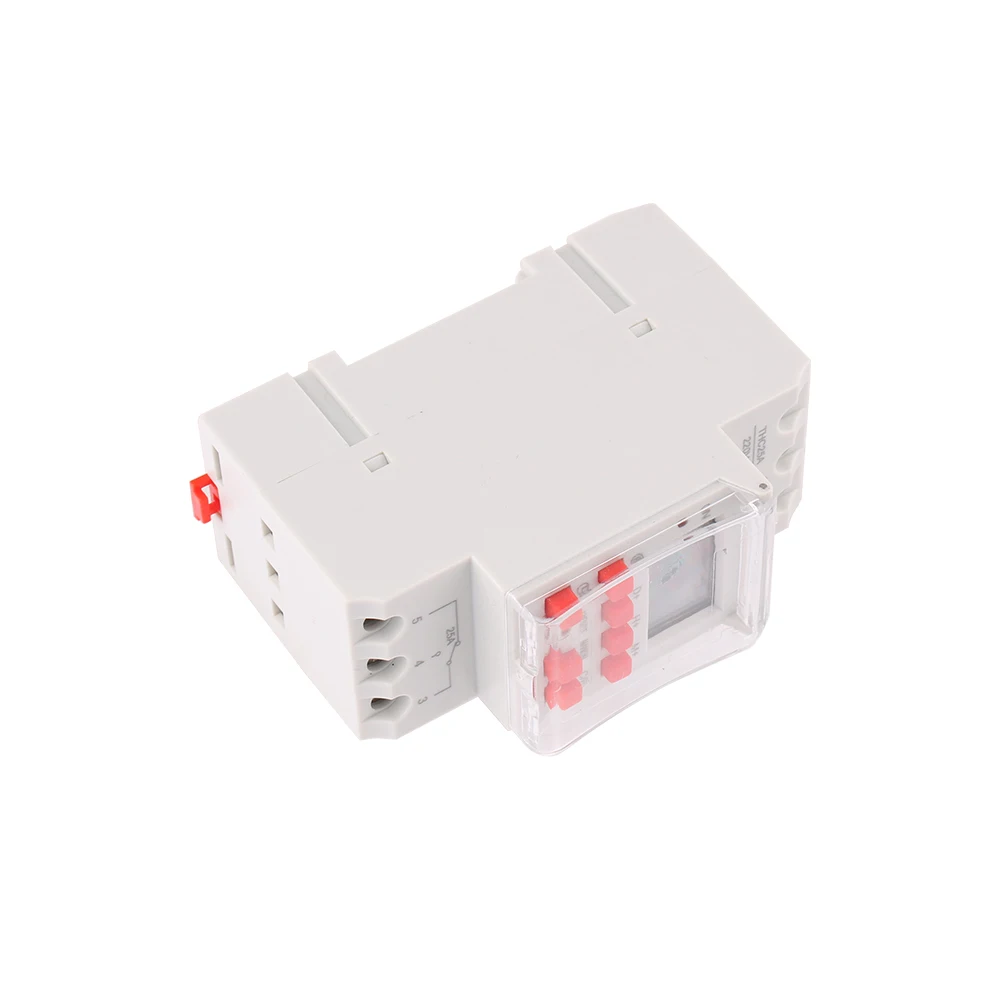 Red Time Switch Power Weekly Programme Electronic Timer Switch Digital Timer 220V 110V 12V 24V Din Rail Mount 35mm 25A