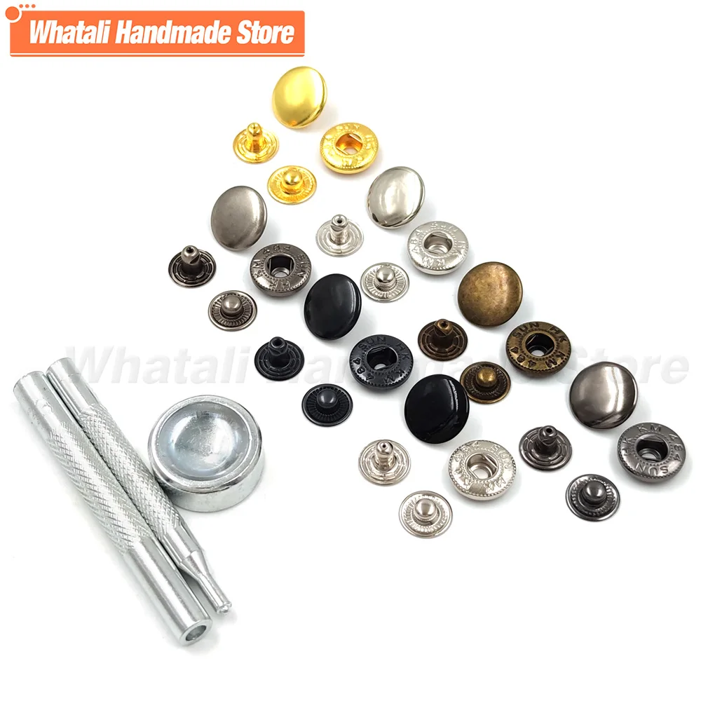 25Sets 655/633/831 Snap Fasteners Metal Snaps Press Button Studs Optional Tool SET For Sewing Jacket Clothes Garment Bags Shoes