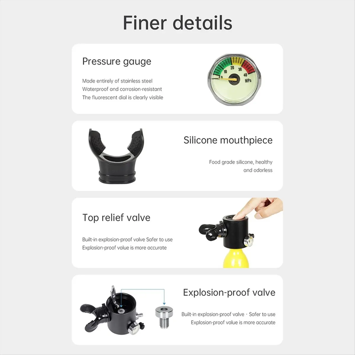 

ABJV 0.5L X3000 Portable Scuba Diving Equipment Oxygen Tank Air Cylinder Pressure Gauge Instrument Diving Equipment Black