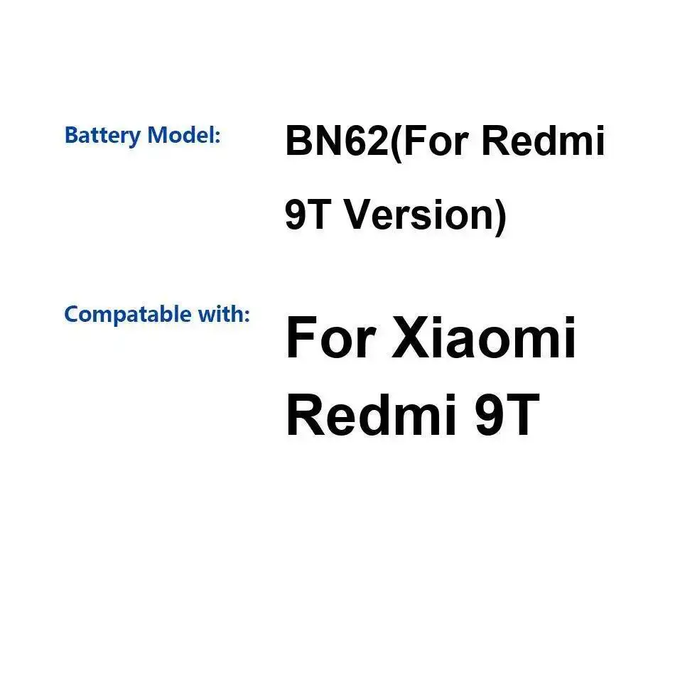 

Долговечный безопасный аккумулятор для мобильного телефона Xiaomi Redmi 9T BN62, версия 6000 мАч