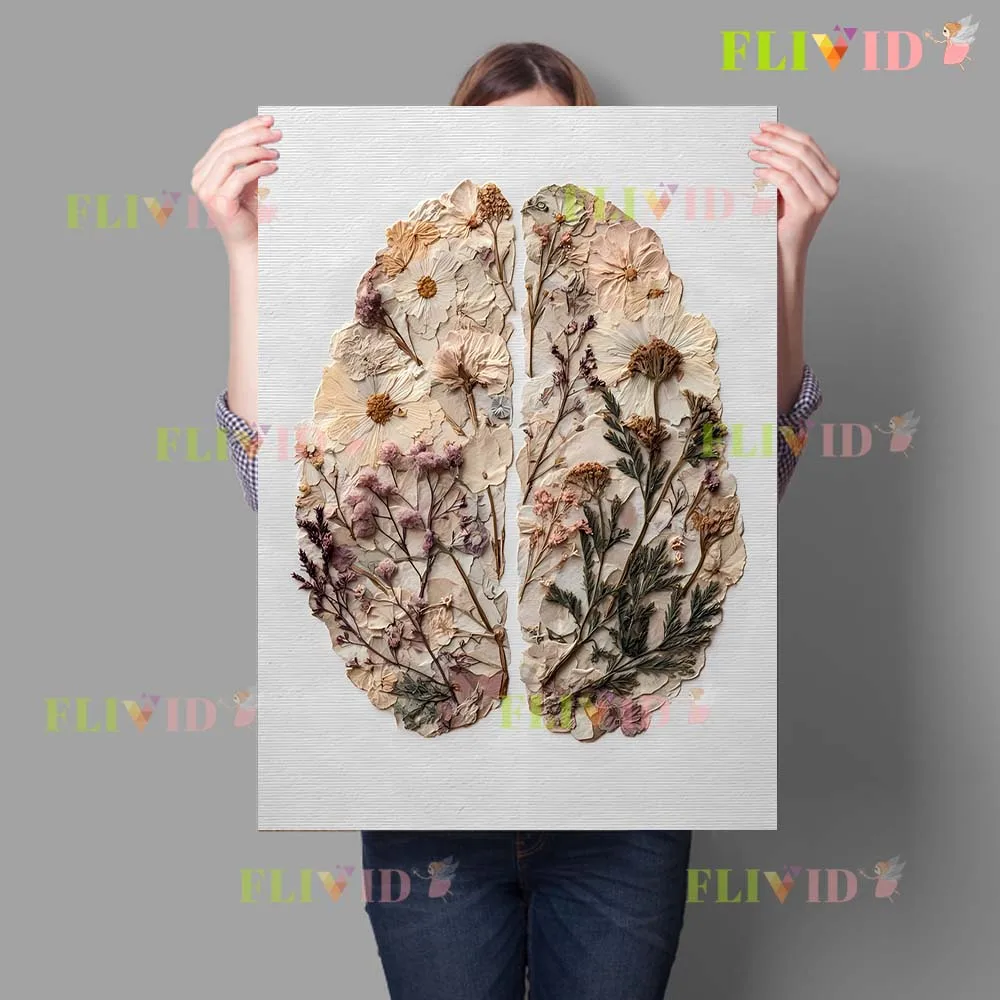 Flowers Heart Brain Science Chemistry Biology Posters Poster Wall Art Canvas Painting Wall Pictures For Classroom Room Unframed