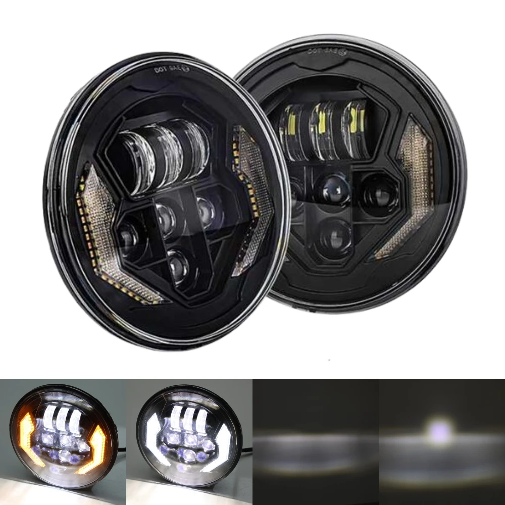 

TIYPEOR Universal 7Inch Motorcycle LED Headlight Round Headlamp Hi/Lo Beam H4 For Honda Cafe Racer Bobber Harley Indian Yamaha