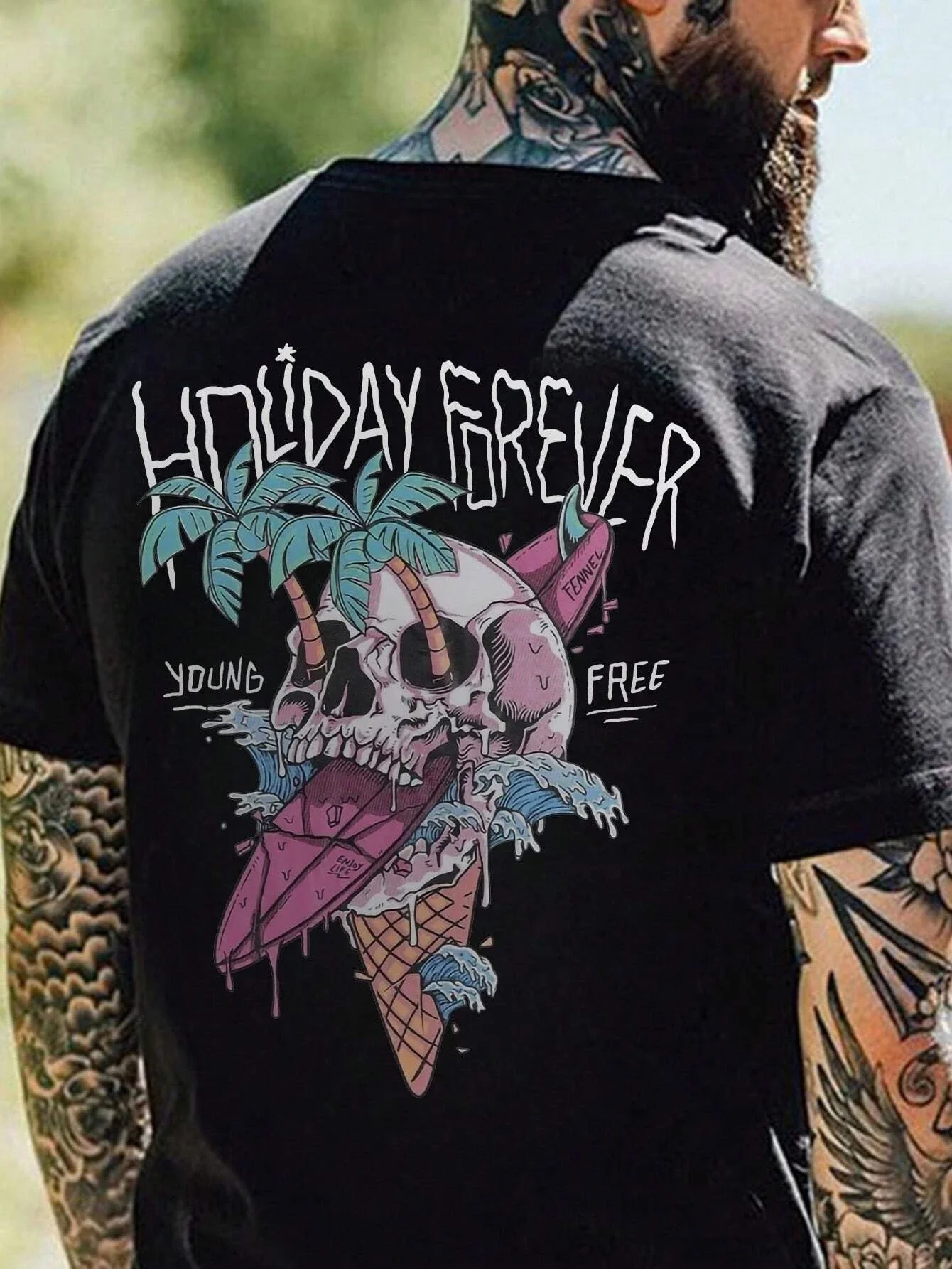 

Ice Cream Skull Men Cotton T-shirt Luxury Brand Fashion Big Size Top Casual Short Sleeve Streetwear Classic New Arrival Tee