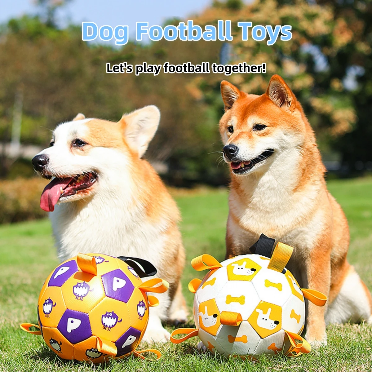 

Dog Toys Interactive Pet Football With Straps Pet Accessories Puppy Birthday Gifts Outdoor Training Soccer Balls Dogs Bite Chew