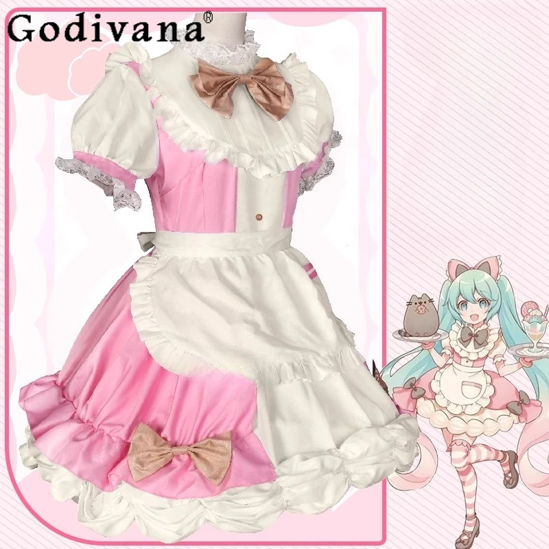 Vestido rosa de manga corta de Lolita para mujer, Vestido corto Kawaii con lazo grande para niña, vestido de fiesta de cumpleaños de verano para mujer