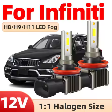2x For Infiniti FX35 FX37 FX50 M35 M37 M56 QX50 QX56 QX60 QX70 Q40 Q60 EX35 G25 G37 JX35 LED Fog Light Bulb H11 H9 H8 Lamp 6000K