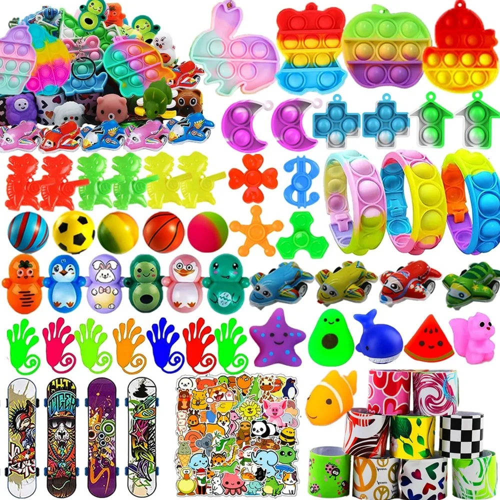 

128 Pcs Party Favors, Prize Box Toys for Kids Classroom, Treasure Chest, Pinata Fillers, Goodie Bags Stuffers Bulk, Fidget Toys