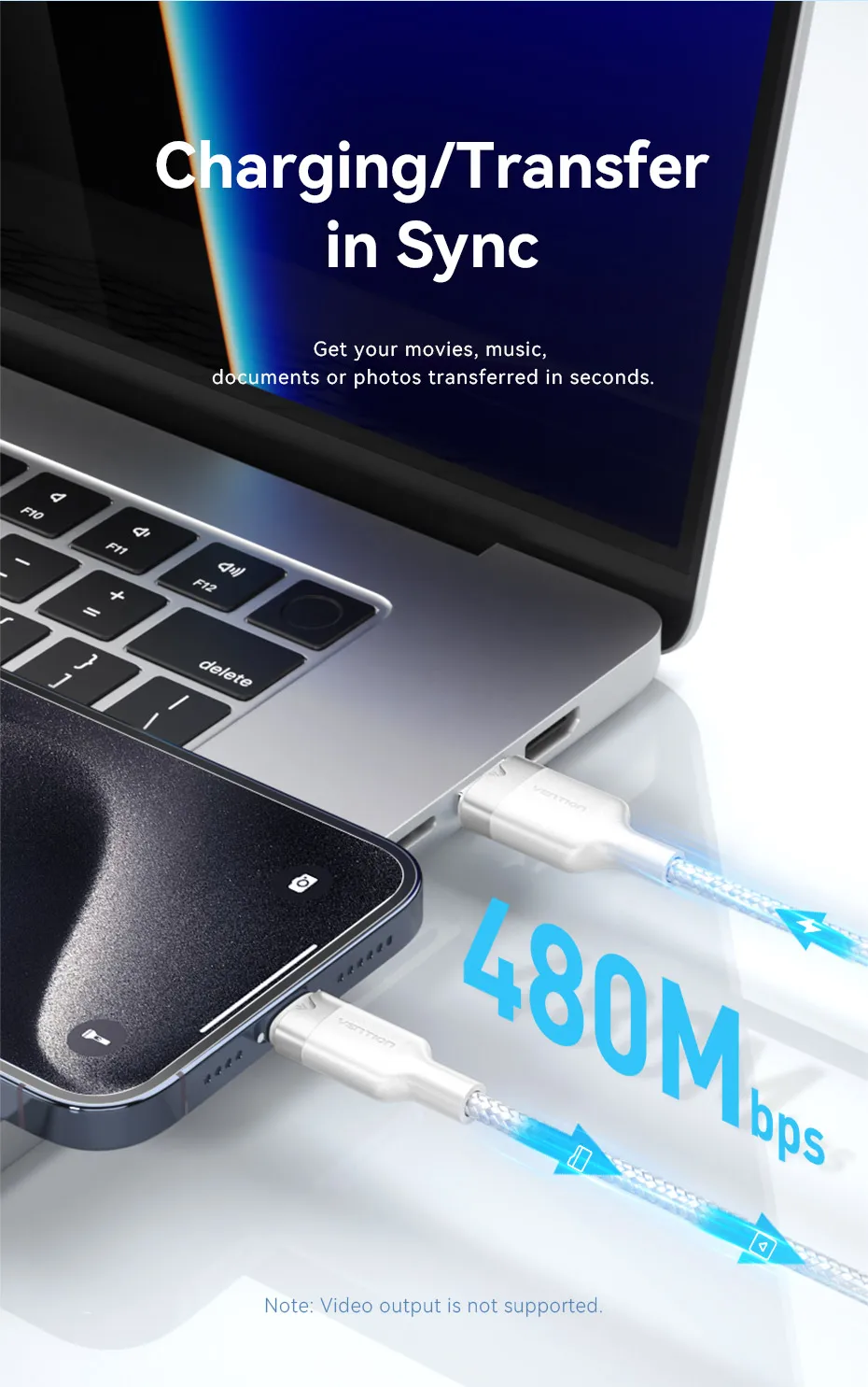Vention 100 W USB Typ C Kabel 6A Super Lade C Kabel für iPhone Samsung Oneplus Poco F3 Huawei Telefon Ladekabel Draht Kabel – Detail 9