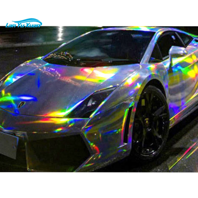 Chrome Holographic Rainbow Vinyl For Motorcycle Whole Body Wrapping Used Car Stickers Car Film