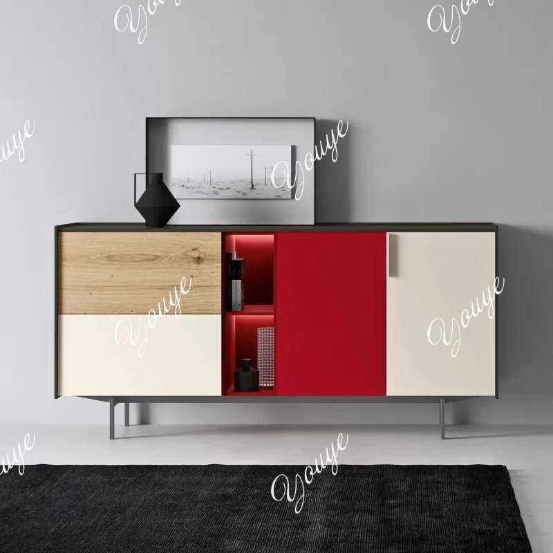 

Italian minimalist living room dining side cabinet solid wood dining room locker light luxury sofa side entrance cabinet