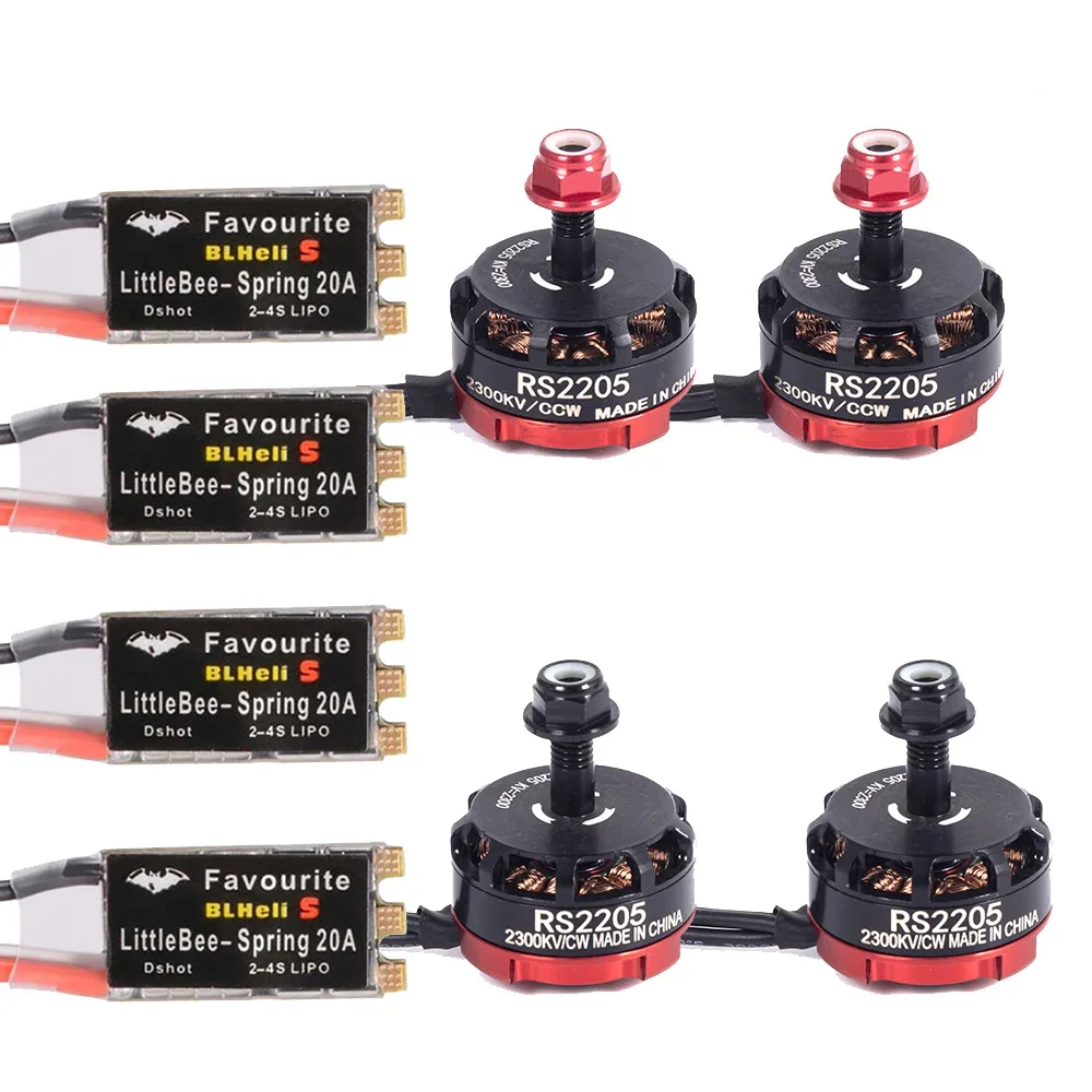 

RS2205 2205 2300KV CW CCW Brushless Motor With LittleBee 20A/30A BLHeli_S ESC for FPV RC QAV250 X210 Racing Drone Multicopter