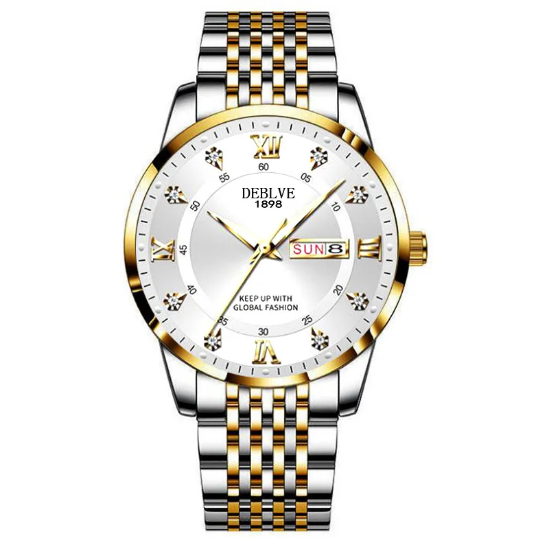 Men's Solid Strap Business Double Calendar Watch