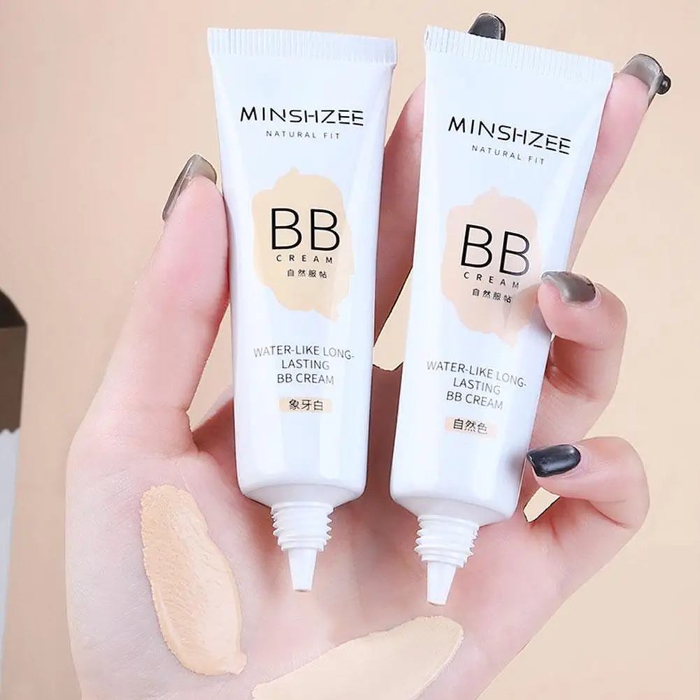 كريم بي بي طويل الأمد يشبه الماء من MINSHZEE - أبيض عاجي طبيعي، كريم عزل خفيف الوزن لمكياج الوجه