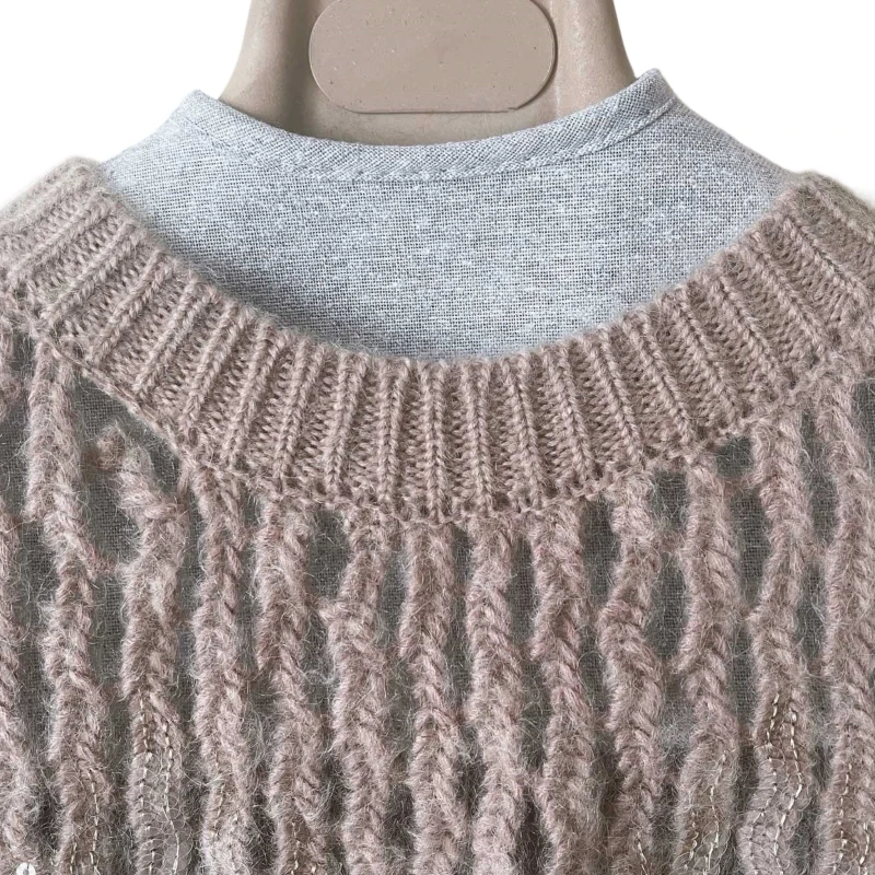 25 Women\'s Sweater Vintage Winter Wrapping Warm Knit Thick Pullovers 10% Cashmere 90% Wool Handmade Customization SequinsA25363