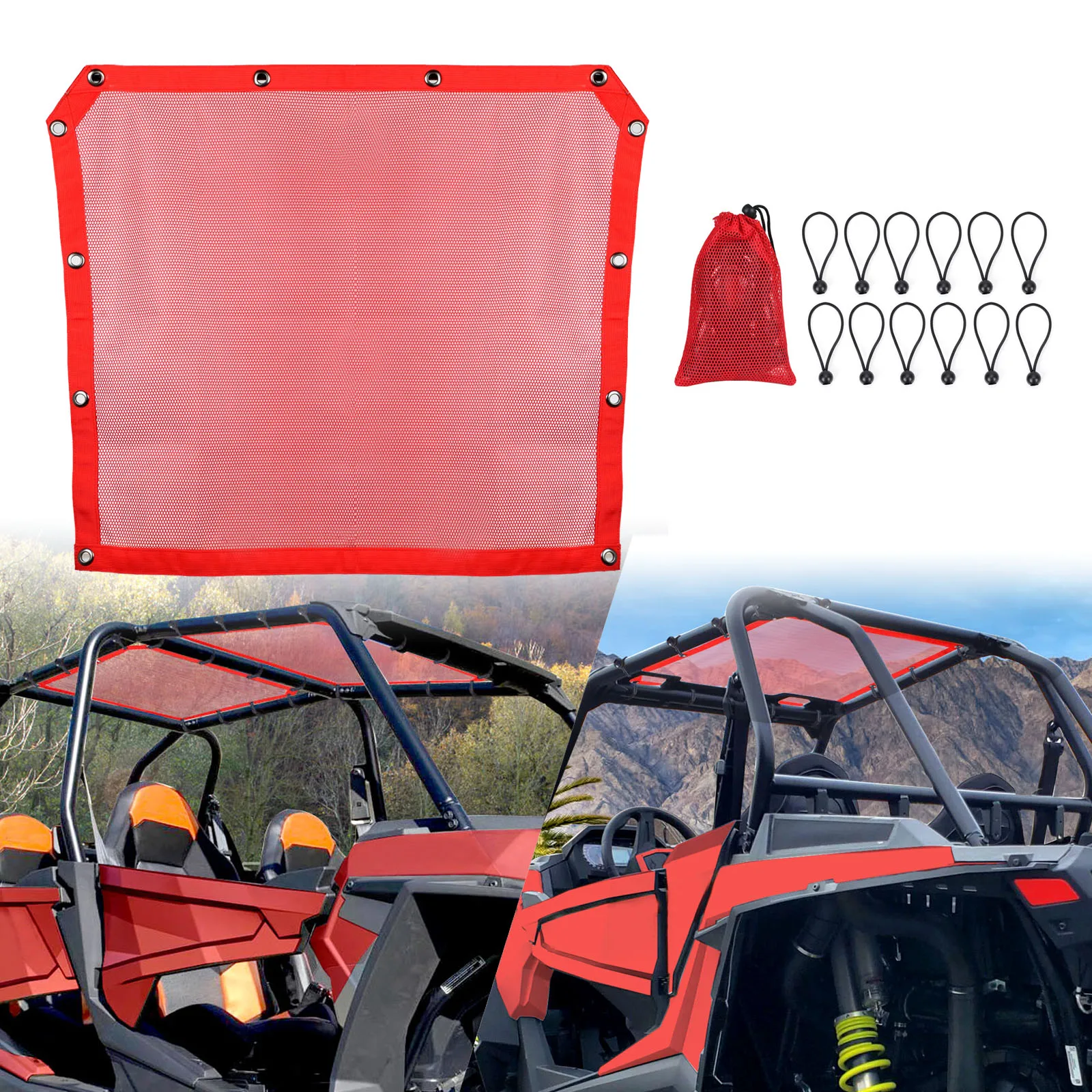 

UTV Soft Top Window Net Sunshade Mesh Roof Shade Top Cover PVC Mesh UV Protection for Polaris RZR Pro XP / 4 2020 2021 2022 2023