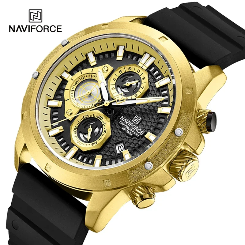 

Original NAVIFORCE Watches for Men Top Luxury Brand Man's Wristwatch Waterproof Fumed Silica Strap Quartz Chronograph Male Clock