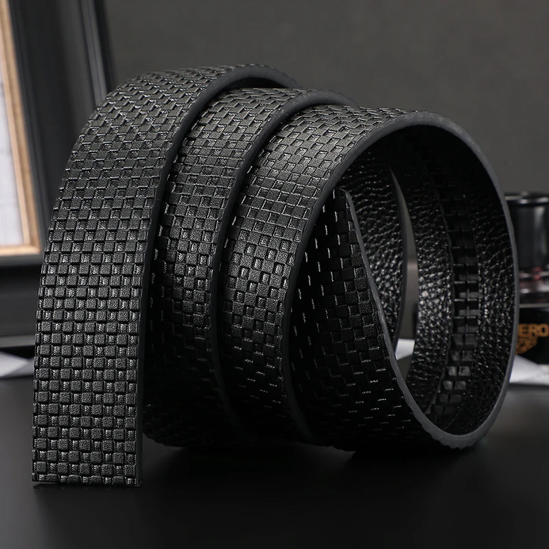 No Buckle,3.4cm High Quality New Women Belt Luxury Automatic Leather Strap for men Belt Designers Brand Male Belt for jeans