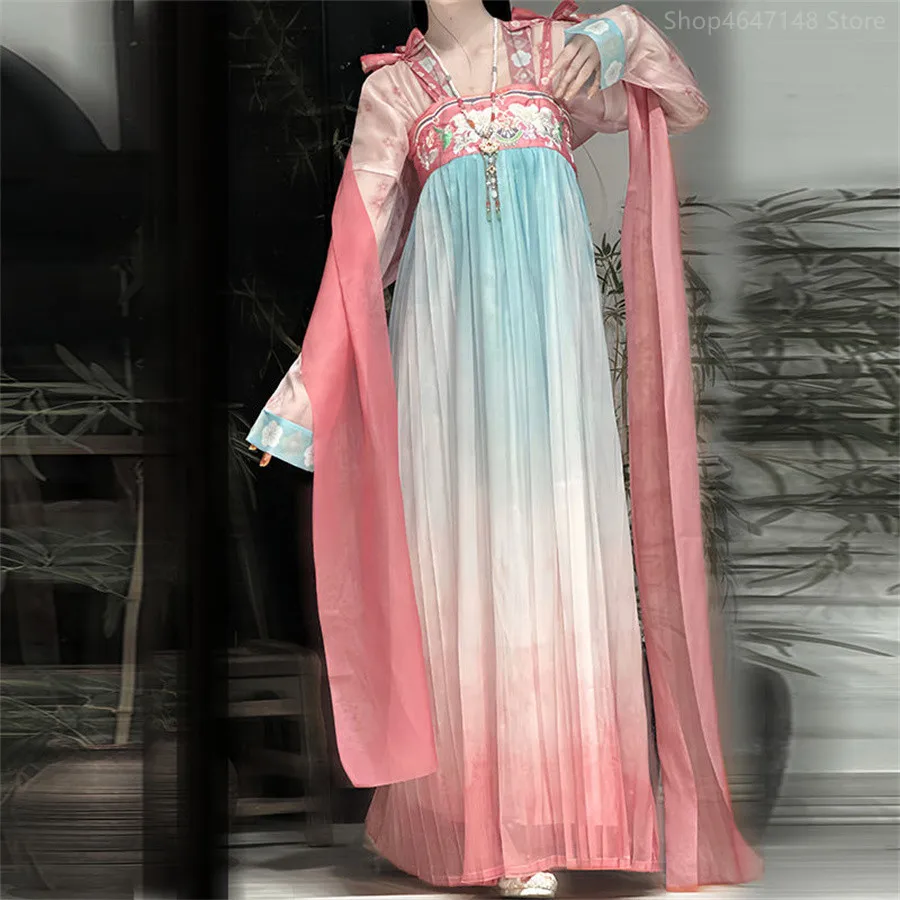 Chinese Traditional Hanfu Costume Woman Ancient Han Dynasty Dress Oriental Princess Dress Lady Elegance Tang Dynasty Dance Wear