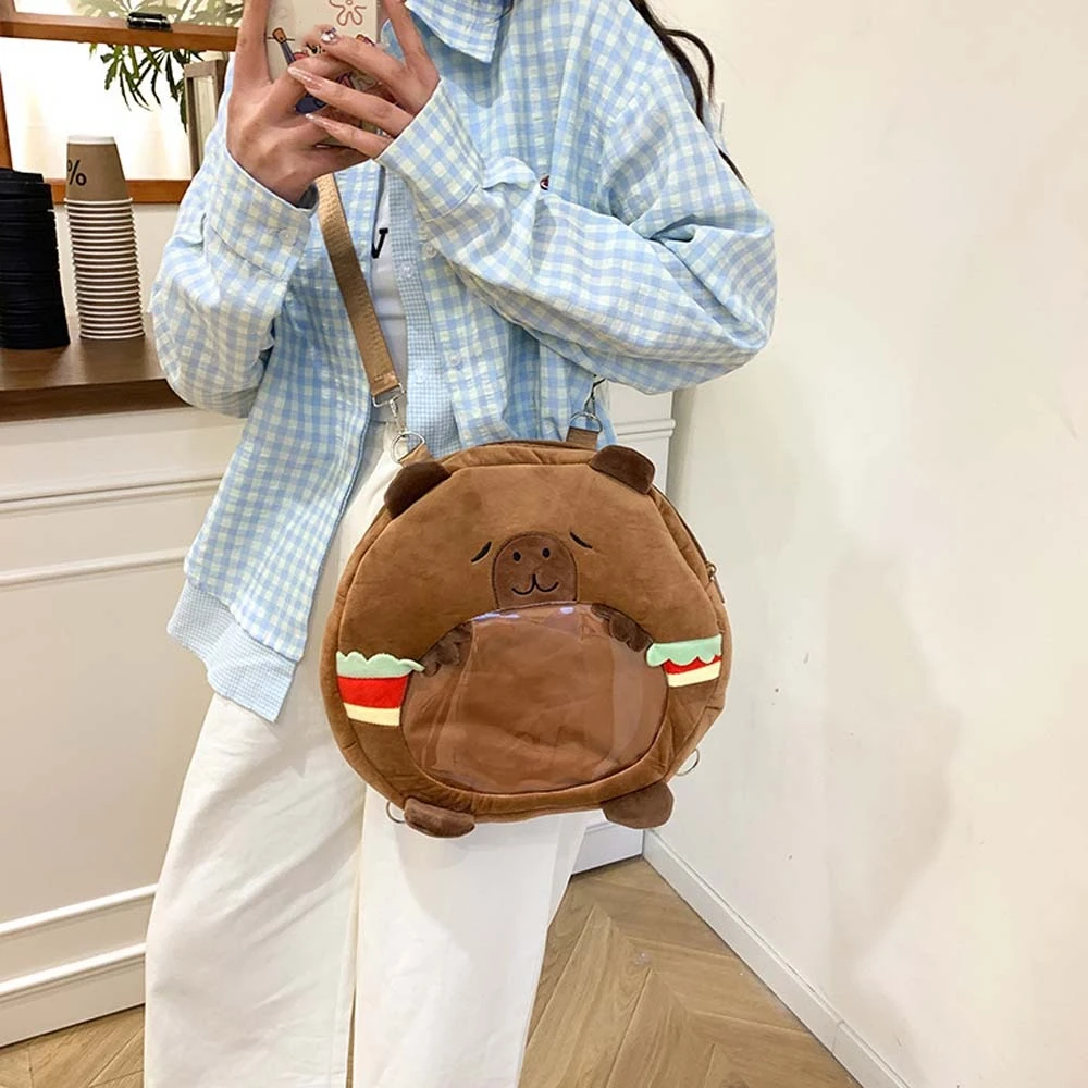 

Пушистый милый плюшевый рюкзак с капибарой, большой вместительности, пылезащитный, креативный, сумка Ita, легкий, ПВХ, мультяшная кукла, рюкзак для друзей