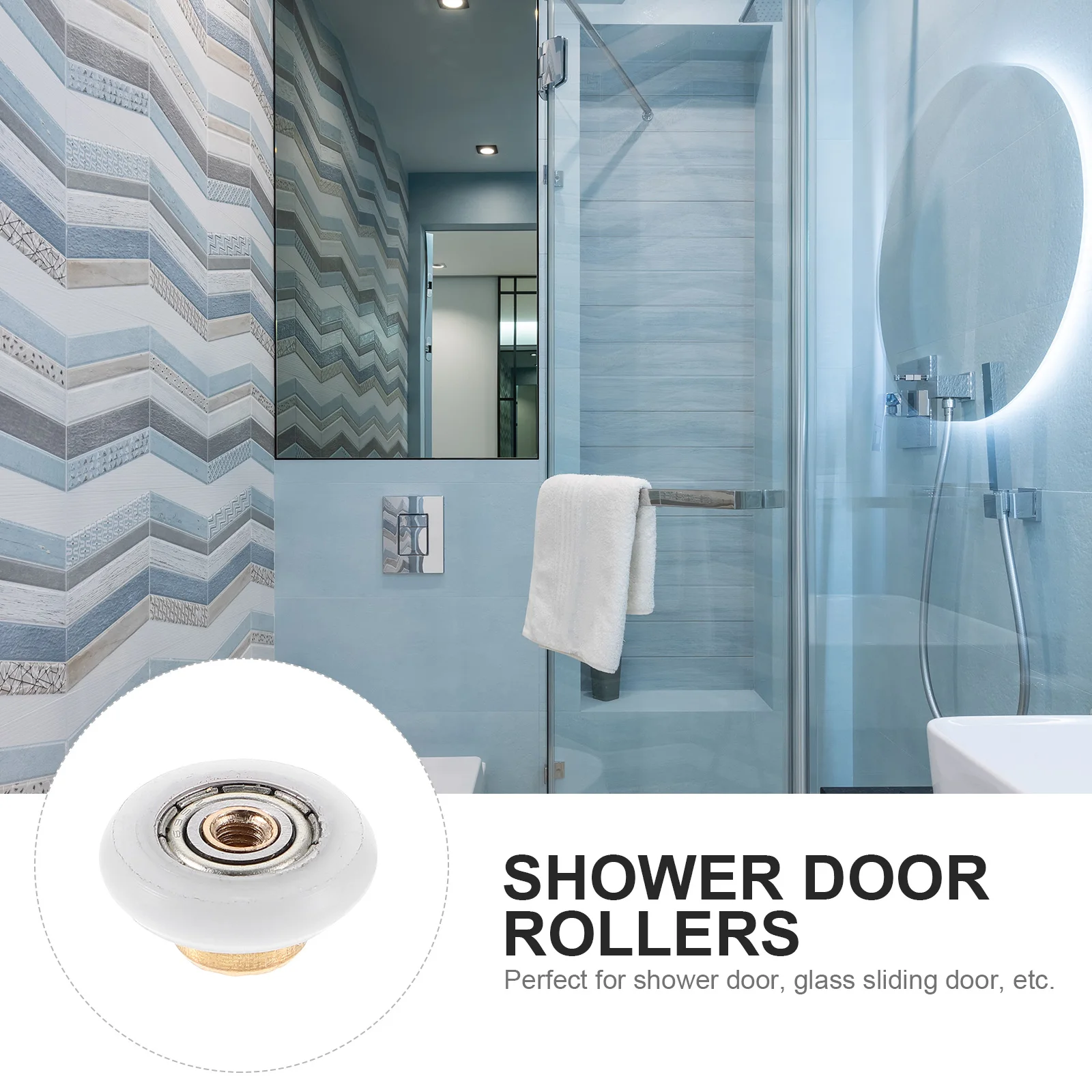 

4 Pcs Shower Door Rollers Copper Shaft Nylon Wheels Glass Door Runners Sliding Hinges Bathroom Accessories 19MM Axle Screws
