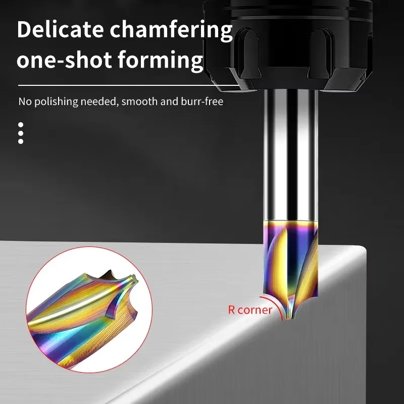 HRC55 Colorful Internal R Milling Cutter (R0.2-R8), Colorful Coating, Alloy Chamfer Forming