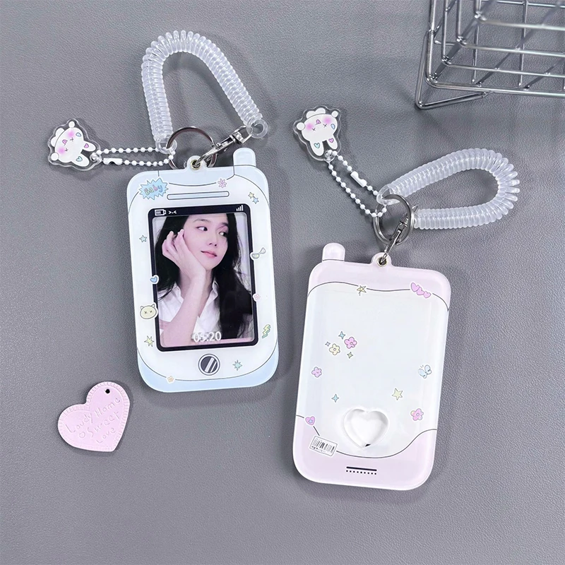 Y2k Acrylic Photocard Holder Key Chain Ins Idol Photo Card Holder Decorative Student ID Badge Holder Girls Card Sleeves