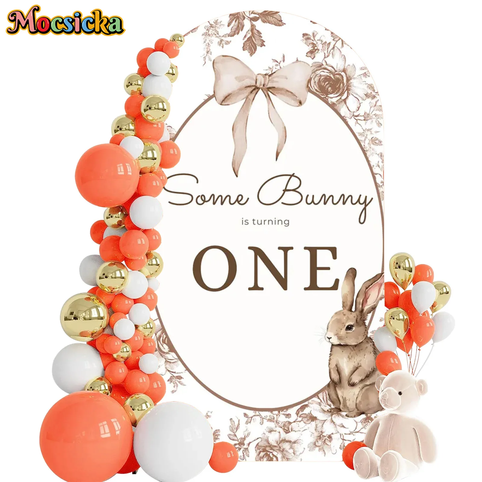 Mocsicka 2-Sided Arch Cover Newborn 1st Birthday Decoration Backdrop Baby Shower Arch Wall Cake Smash Party Prom Photo Banner