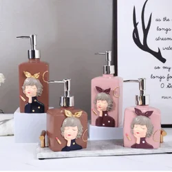 Cute Cartoon Character Lotion Bottle Resin Craft Soap Dispenser Hand Sanitizer Bottle Shampoo Bottle Bathroom Decoration Gift