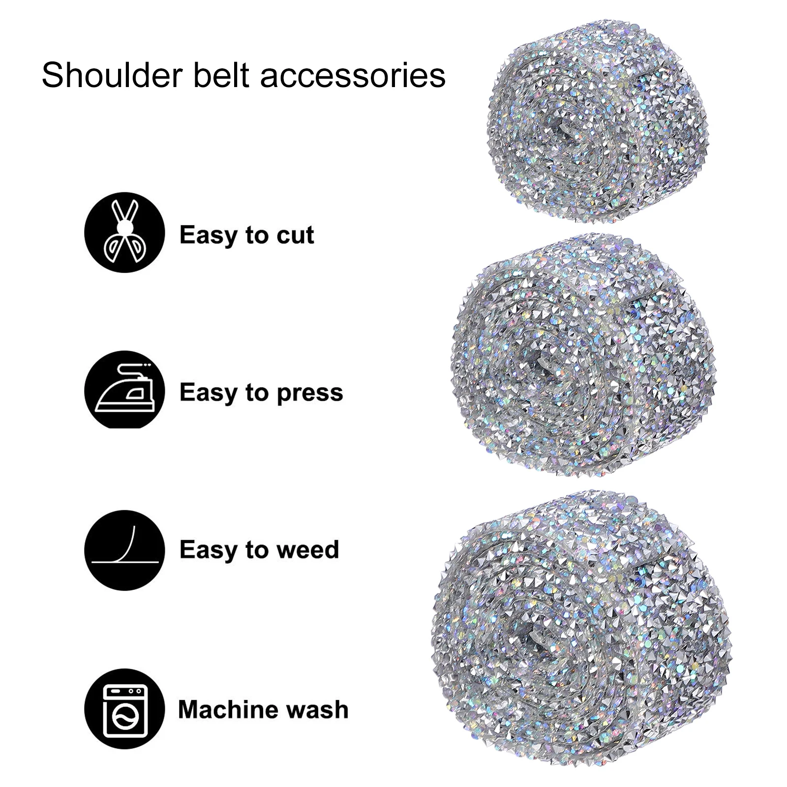 

3 Rolls Diamond Rhinestone Belt High Temperature Resistant Strong Adhesive Car Phone Laptop Cup Shoe Decoration Rhinestone Wraps