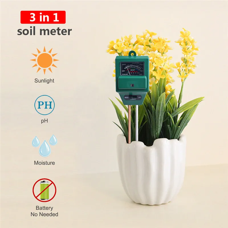 Yieryi 3 In 1 Soil PH Meter Tester Moisture Light Meter Garden Plant Monitoring Needed Soil pH Moisture & Sunlight Tester