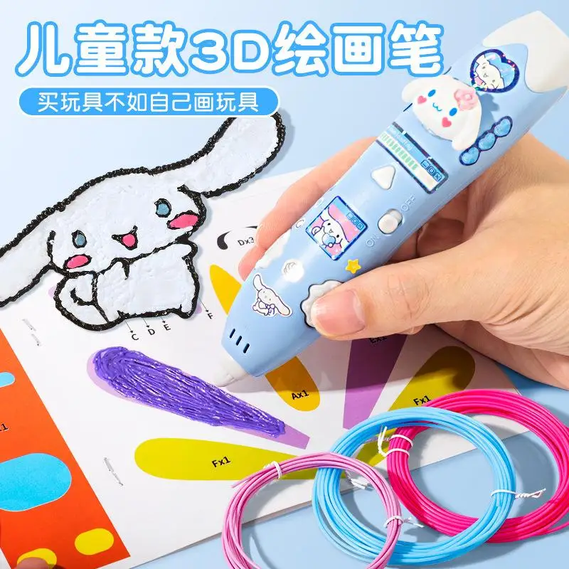 Sanrio 3D Fai Da Te Penna di Stampa Kuromi Cinnamoroll Bambini Cosplay Anime Stampa Stereoscopica Giocattolo Del Fumetto Studente Pittura Pennello Regalo