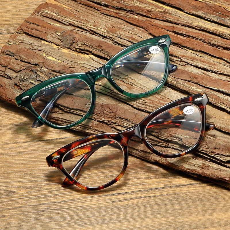 النساء الربيع المفصلي خفيفة الوزن طويل النظر القراء النظارات سيدة القط العين نظارات للقراءة عالية الجودة مع الديوبتر + 100 إلى + 400