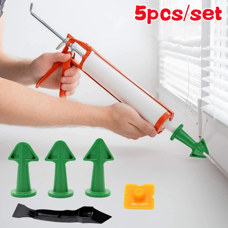 5 buah Caulking Nozzle aplikator alat Finishing Spatula lem plastik sekop ubin bata sendi lantai silikon Remover Grout Kit