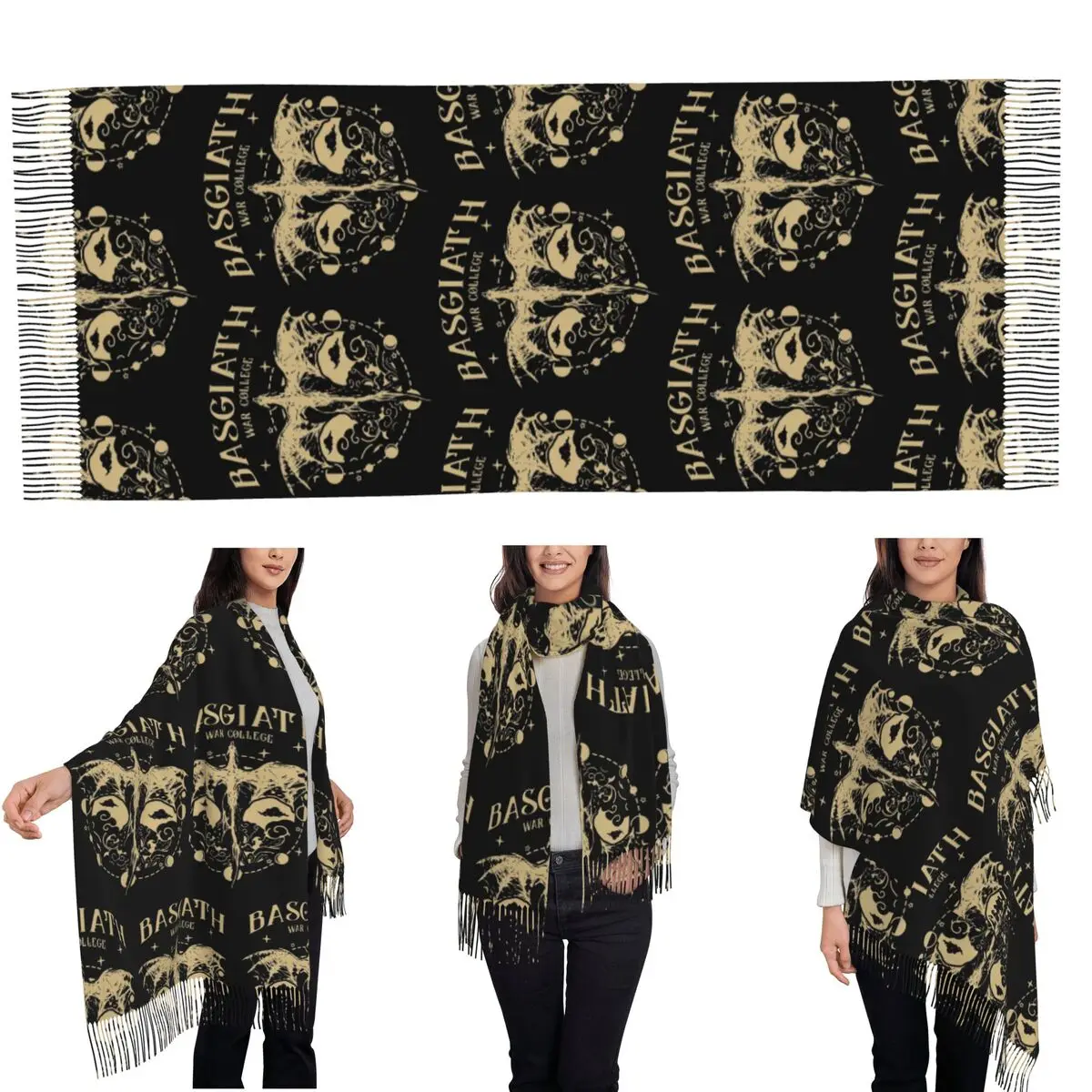 Basgiath War College 20 Fourth Wing Scarf Tassel Scarves for Women Soft Warm Shawls and Wraps Large Fall Winter Shawl Wrap