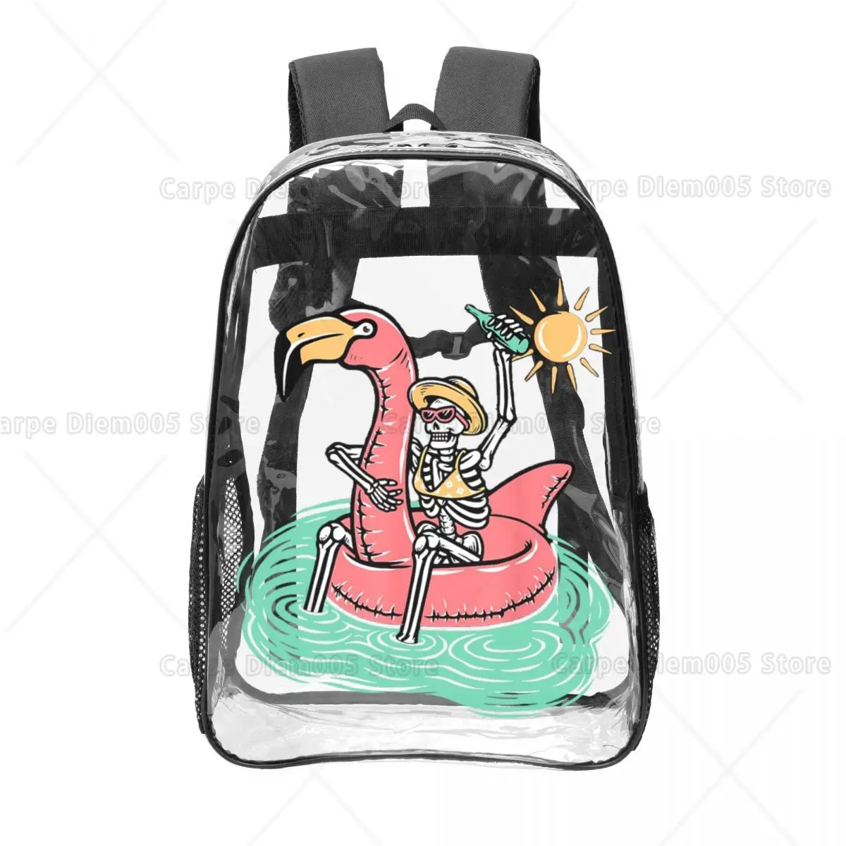 mochila-transparente-leve-com-estampa-de-esqueleto-de-ferias-em-flamingo-rosa-para-praia-e-verao-design-grafico-escolar