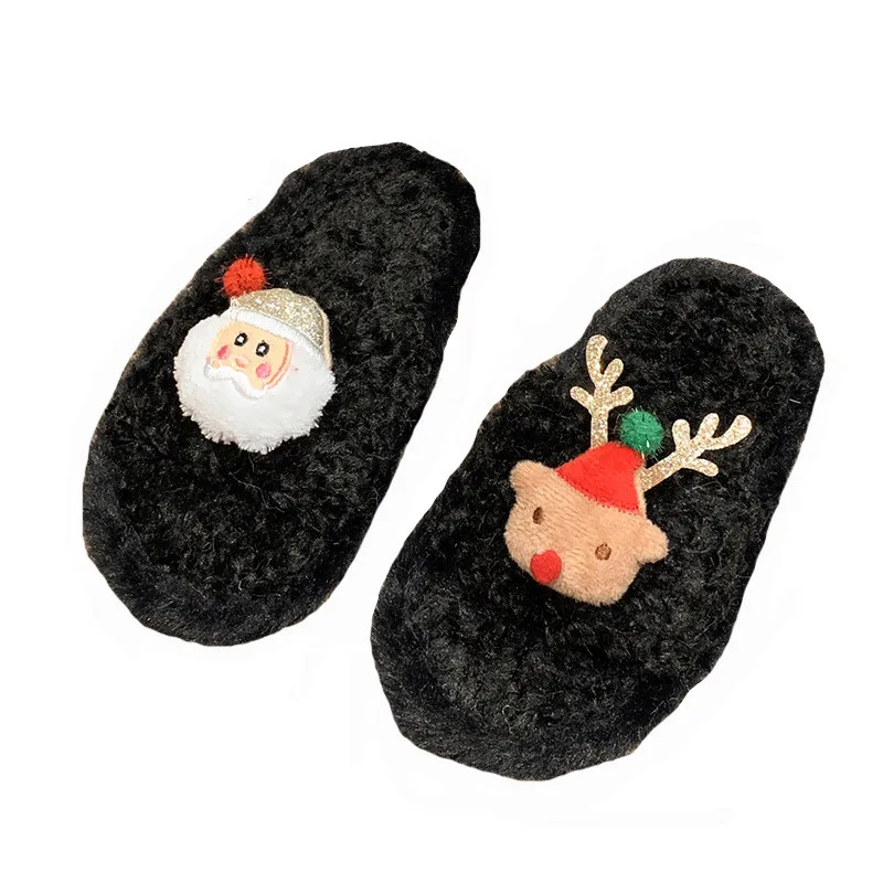 Winter Kids Cotton Xmas Slippers Indoor Shoes Children Warm Christmas Cartoon Cute Indoor Furry Slippers Girls Soft Baby Shoes