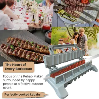 Nuovo Kebab Maker a fila singola, macchina per spiedini di carne per barbecue, pressa per kebab, spiedino per barbecue in plastica riutilizzabile, strumento per la preparazione di kebab e barbecue 8 best sales Macchina per spiedini - №1
