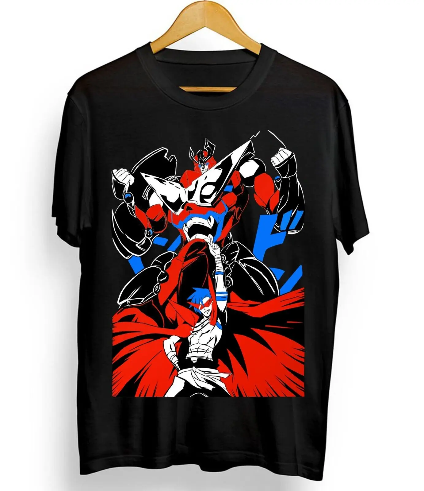 تي شيرت Tengen Toppa Gurren Lagann Kamina Anime Manga Black Gifts قميص جميع المقاسات