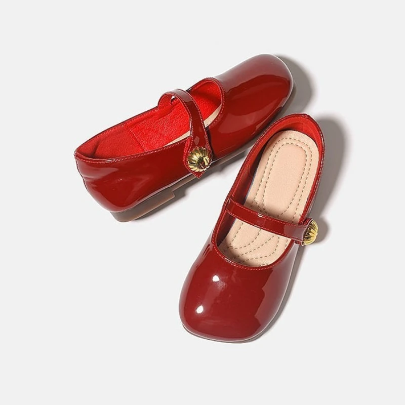 

Модная кожаная обувь для девочек в британском стиле, новинка весны 2026, детская повседневная обувь Мэри Джейн, удобная нескользящая обувь принцессы для девочек