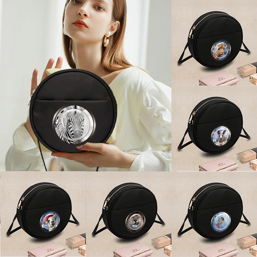 

Womens' Round Crossbody Bag Shopping Handbag Outdoor Travel Portable Window Series Coin Purse Single Shoulder Pack