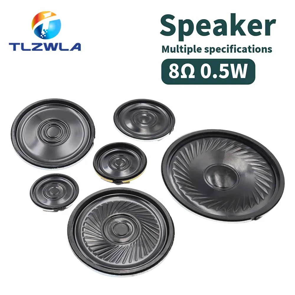 10PCS 8R 0.5W Horn Loud Speaker Buzzer Ringer 20mm 23mm 28mm 30mm 40mm 50mm 8 ohm 0.5W Small loudspeaker